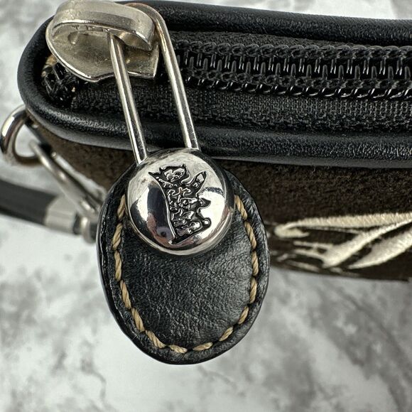 Vintage y2k Juicy Couture Brown Velvet Queen of Couture Wristlet Pouch Wallet - Picture 3 of 9